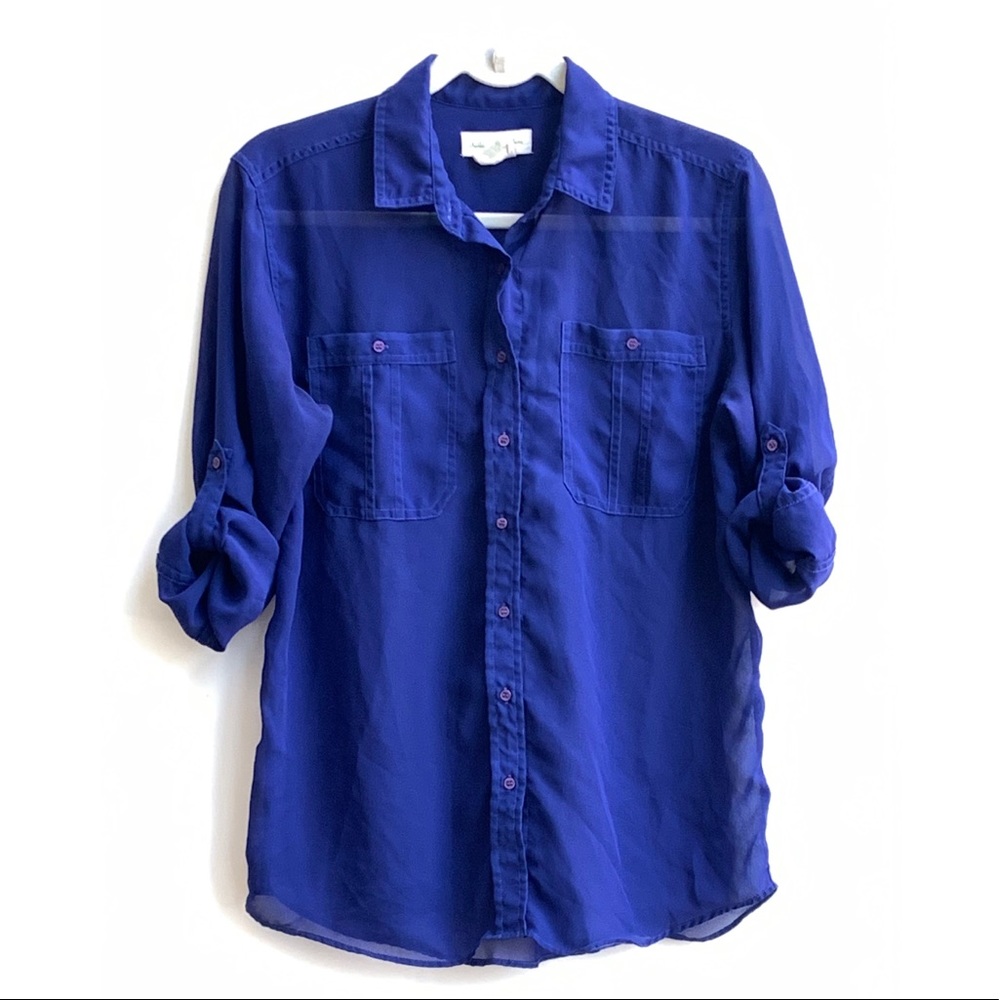 Staring At Stars Blue Sheer Top S